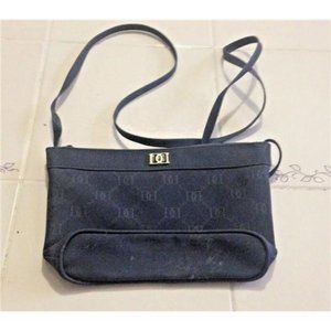 Women's Navy Blue Shoulder Bag with DD Emblem and Monogram - Zip Top - 8.5x5.5